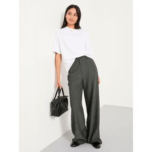 Fat Face Charcoal Gray Presley Mini Check Trouser Wide Leg Pants Women's Size 10